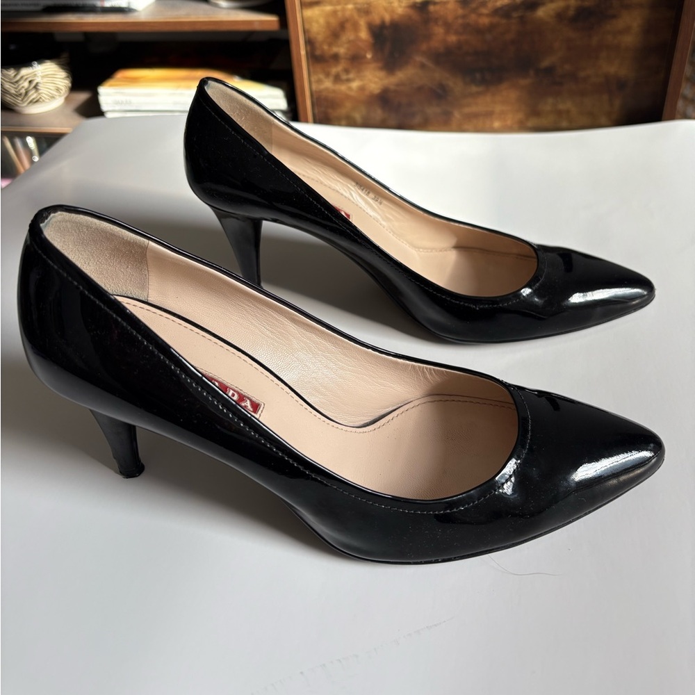 Vintage Prada Black Leather Women's Heels
